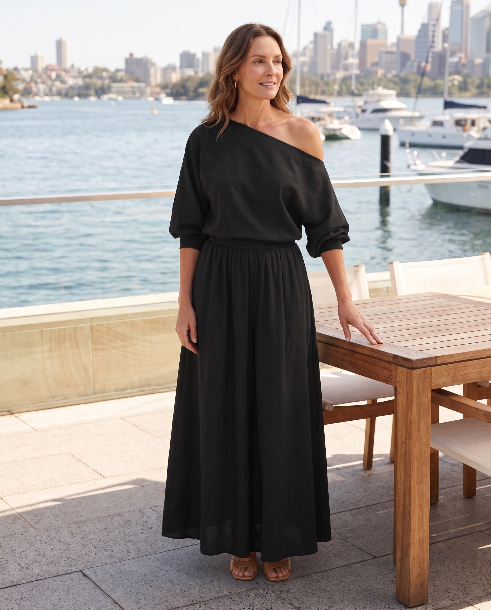 One Shoulder Top and Maxi Skirt Two Piece Set - detail view