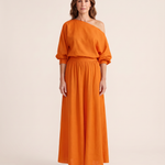 One Shoulder Top and Maxi Skirt Two Piece Set - Orange