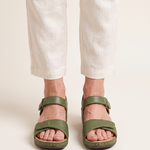 Leather Orthopedic Comfort Sandals — Olive Green