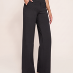 High Waist Straight Leg Yoga Pants in Black, studio colour view