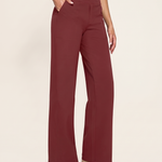High Waist Straight Leg Yoga Pants in Red, studio colour view