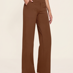 High Waist Straight Leg Yoga Pants in Brown, studio colour view