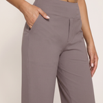 High Waist Straight Leg Yoga Pants in Taupe, detail view