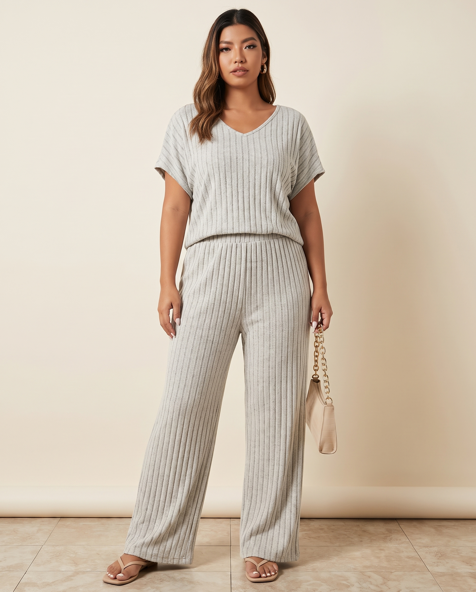 Batwing Sleeve Top and Straight Leg Trouser Set – primary product view