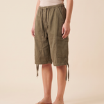 Baggy Cargo Denim Shorts with Drawstring Waist, product view