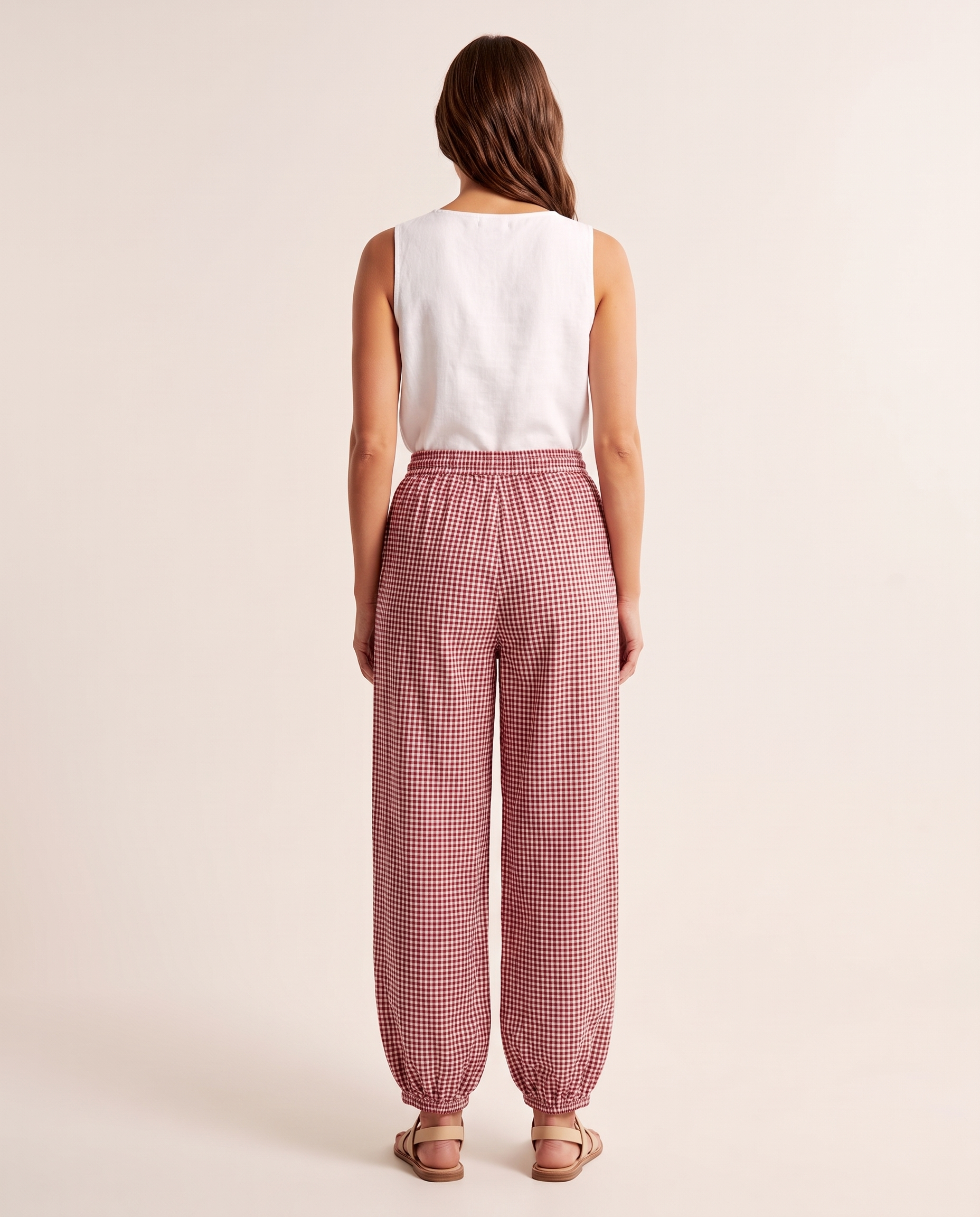 Checked Lantern Trousers with Drawstring Waist – alternate product view
