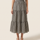 Checked Patchwork Tiered Midi Skirt – primary product view