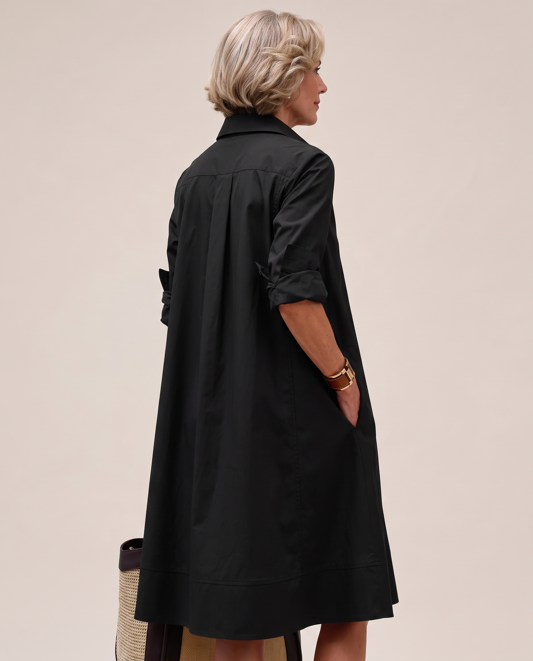 Collared A-Line Dress with Pockets — construction detail