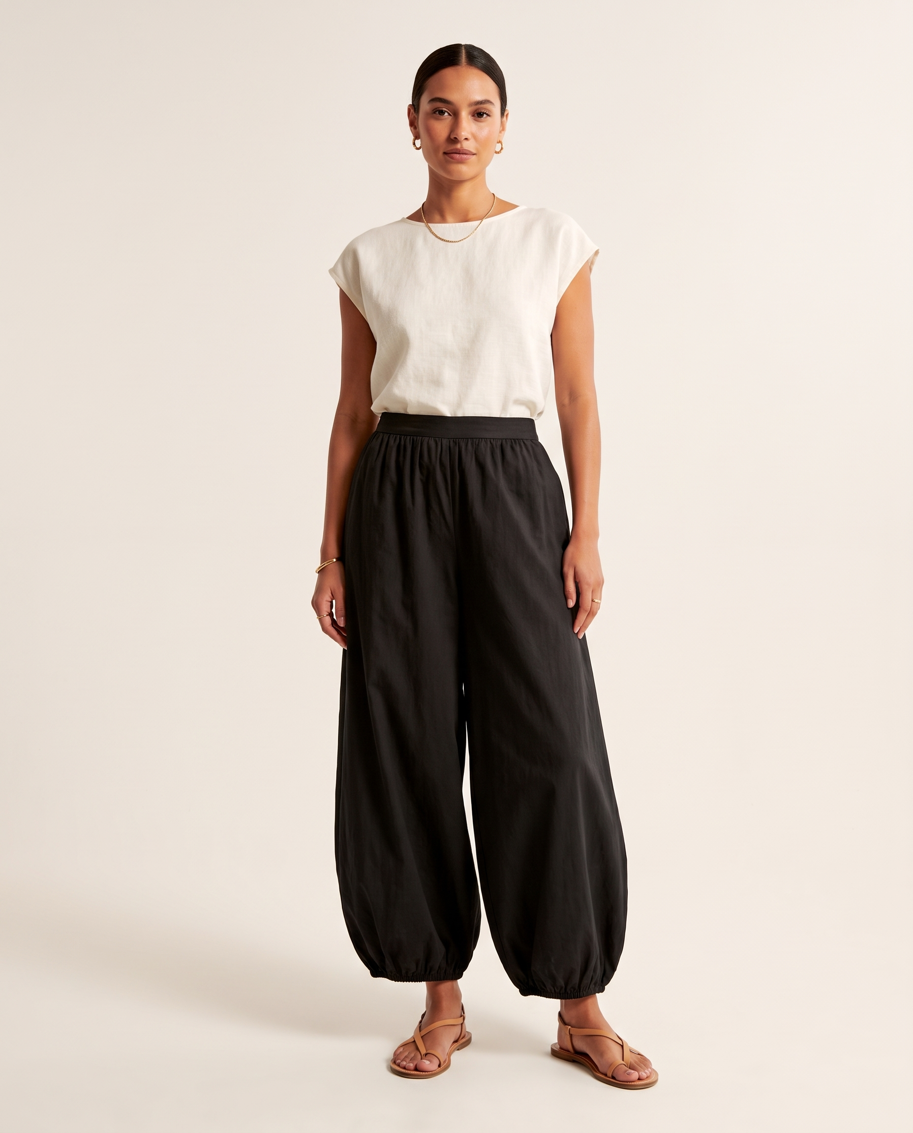 Cotton Lantern Trousers with Wide Leg – primary product view