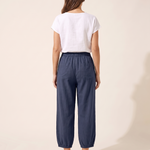 Cotton Linen Wide Leg Trousers with Elastic Waist – alternate product view