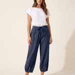 Cotton Linen Wide Leg Trousers with Elastic Waist – primary product view