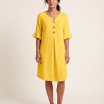 V Neck Button Front Dress with Ruffle Cuffs – product detail view 3