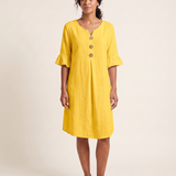 V Neck Button Front Dress with Ruffle Cuffs – product detail view 3