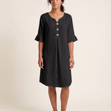 V Neck Button Front Dress with Ruffle Cuffs – product detail view 4