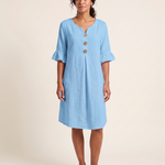 V Neck Button Front Dress with Ruffle Cuffs – product detail view 5