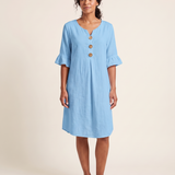 V Neck Button Front Dress with Ruffle Cuffs – product detail view 5