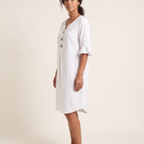 V Neck Button Front Dress with Ruffle Cuffs – alternate product view