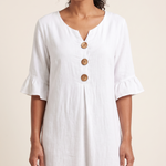 V Neck Button Front Dress with Ruffle Cuffs – product detail view 1