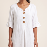 V Neck Button Front Dress with Ruffle Cuffs – product detail view 1