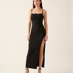 Spaghetti Strap Bodycon Maxi Dress with High Split – primary product view