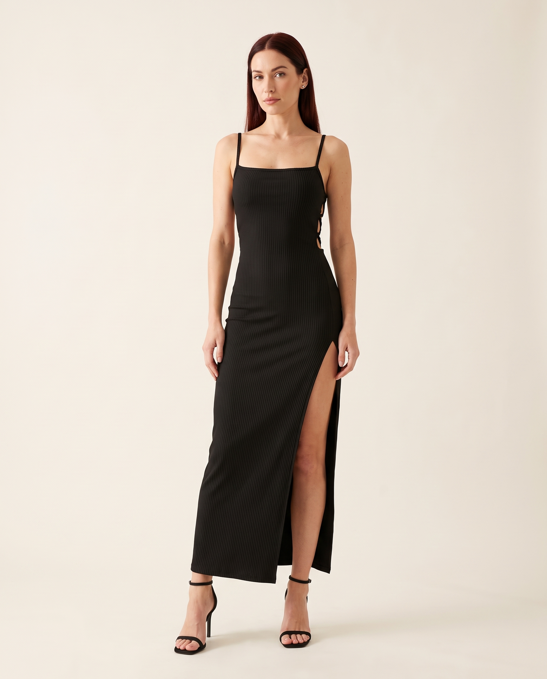 Spaghetti Strap Bodycon Maxi Dress with High Split – primary product view