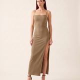 Spaghetti Strap Bodycon Maxi Dress with High Split – product detail view 3