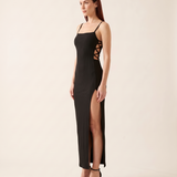 Spaghetti Strap Bodycon Maxi Dress with High Split – alternate product view