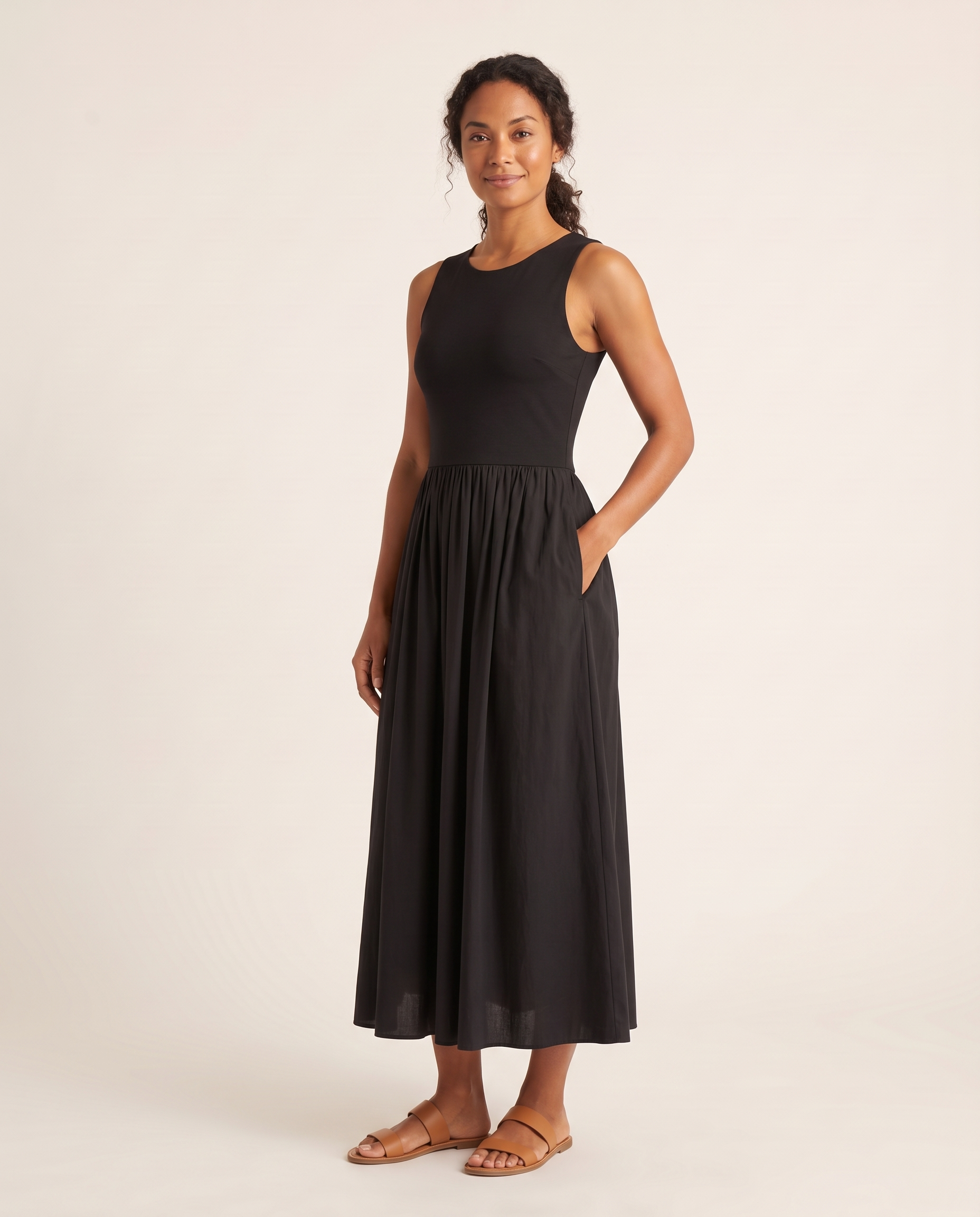 Essential Black Midi Dress with Pockets – alternate product view