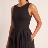 Essential Black Midi Dress with Pockets – product detail view 1