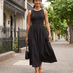 Essential Black Midi Dress with Pockets – product detail view 2