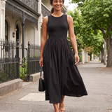 Essential Black Midi Dress with Pockets – product detail view 2