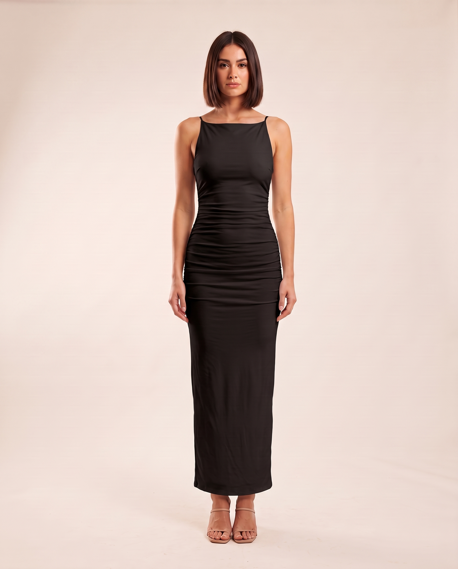 Ruched Maxi Dress with Split Back – product detail view 3