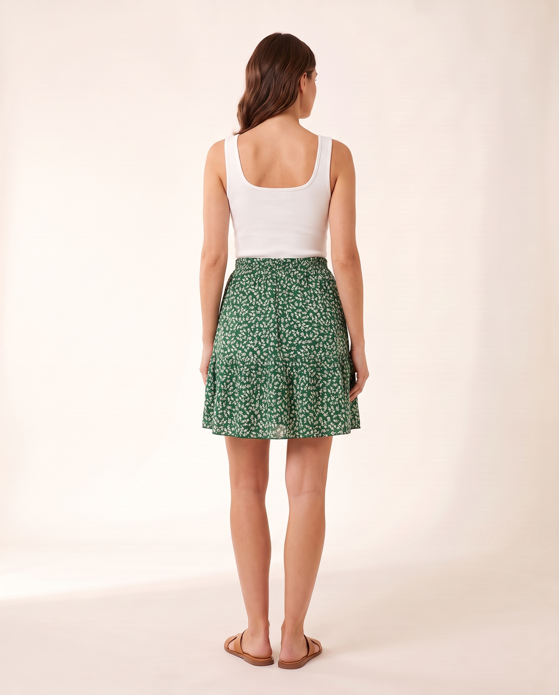 Green Printed Square Neck Sundress – alternate product view