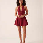 Polka Dot A Line Mini Dress with Halter Neck – product detail view 5