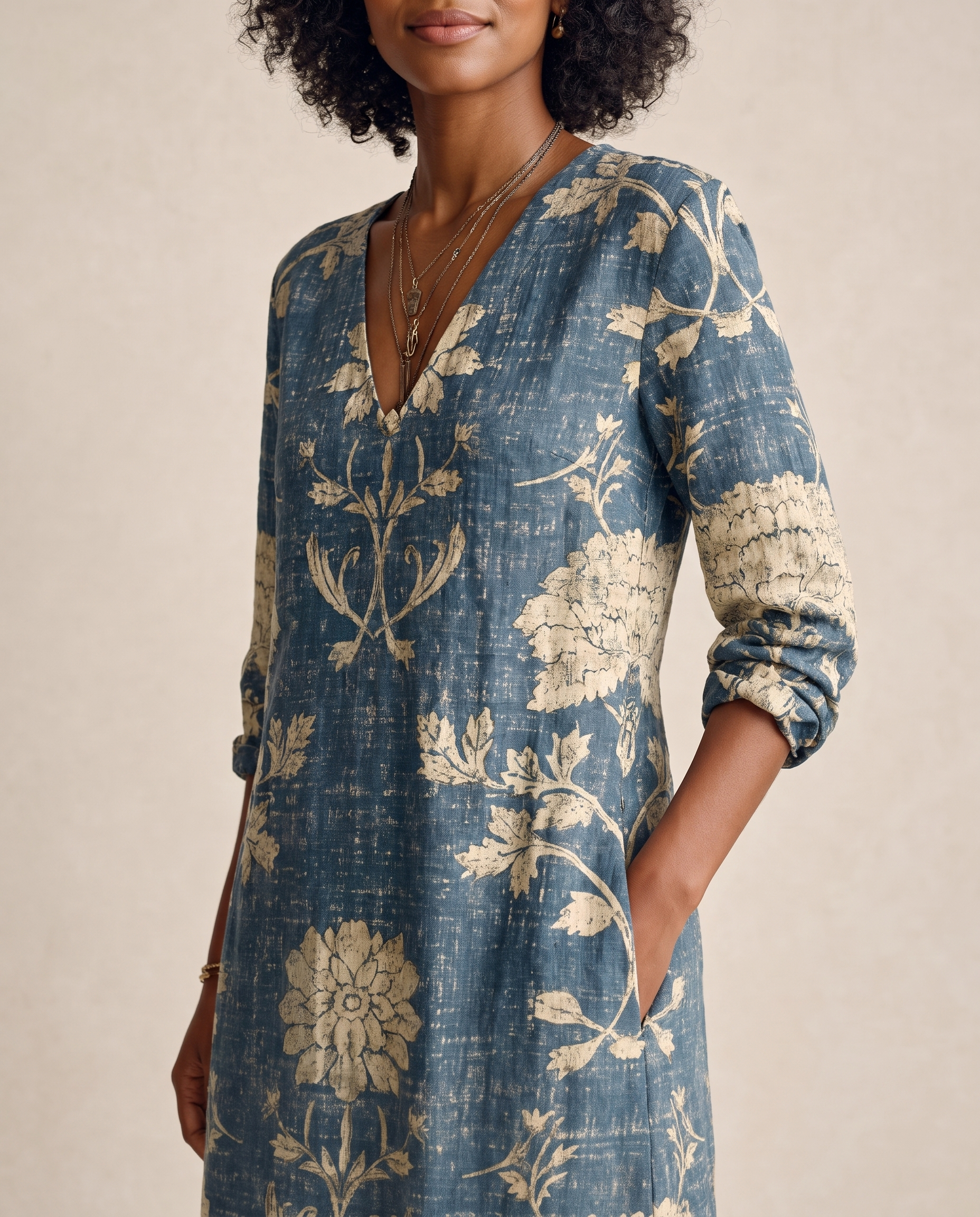 Printed Midi Dress with Pockets – product detail view 1