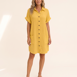 Textured Short Sleeve Shirt Dress with Pockets – product detail view 6