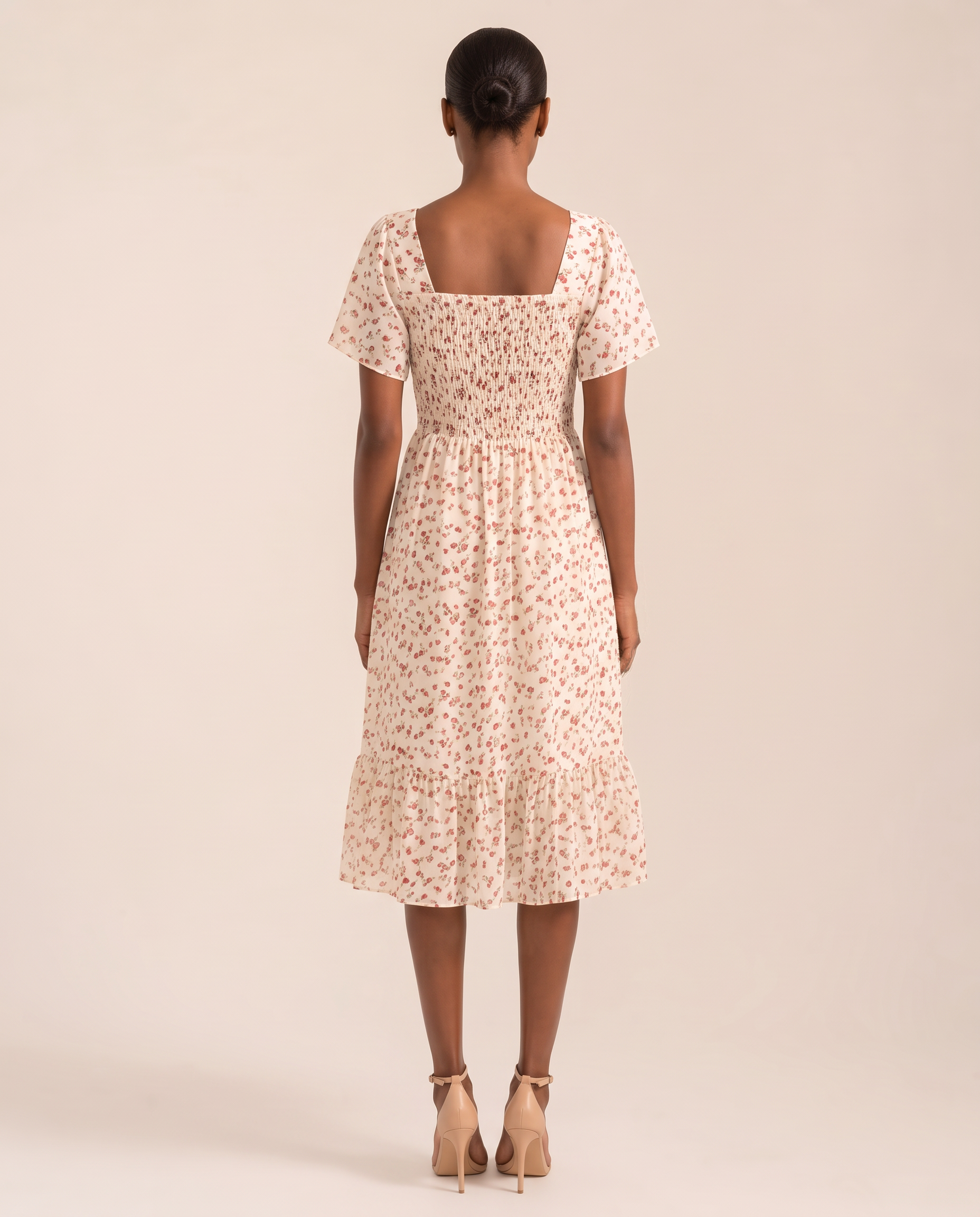 Floral Chiffon Midi Dress — back studio