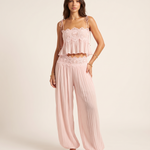Floral Lace Ruffle Crop Top and Lantern Trouser Set – primary product view