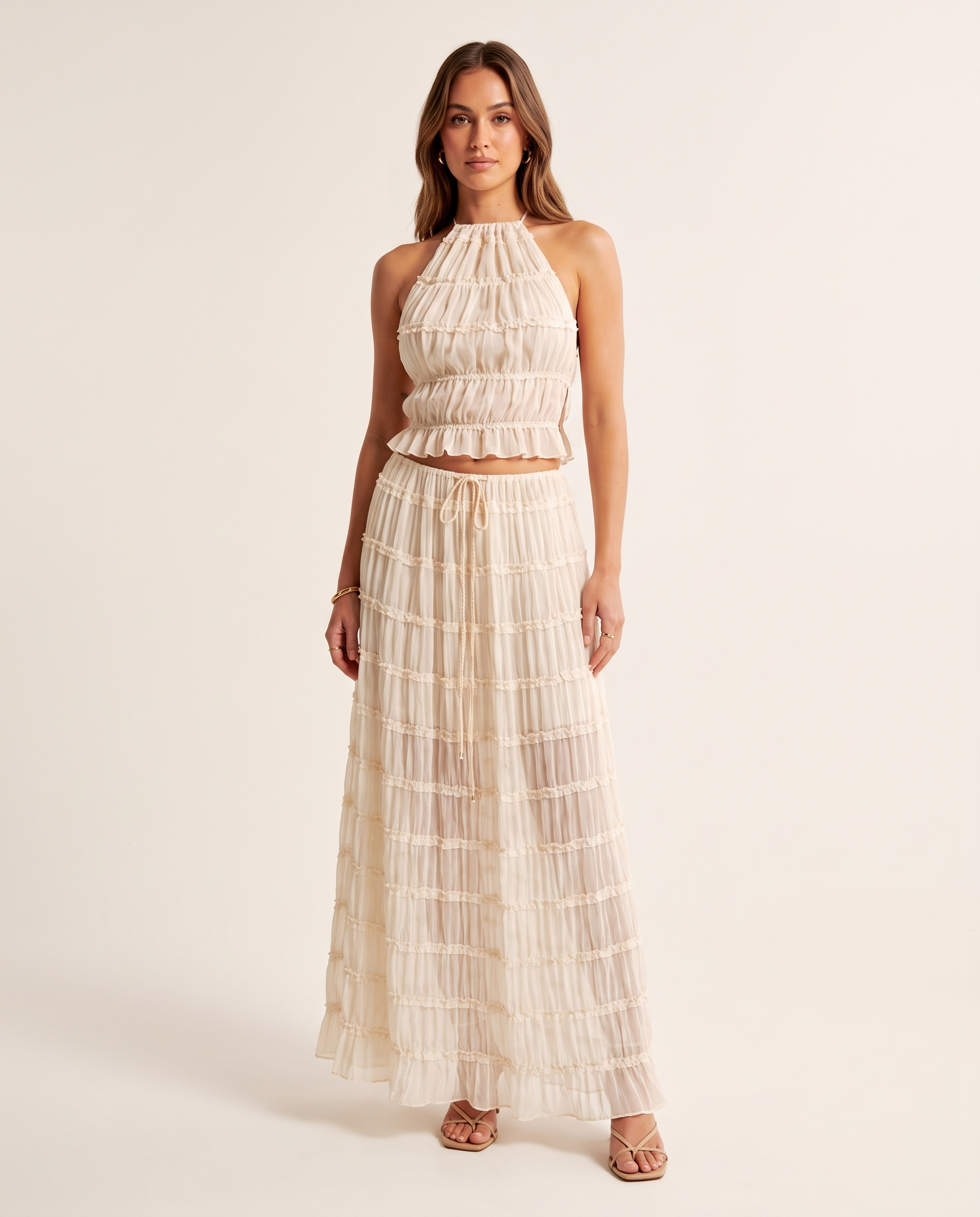 Halter Neck Top and Foldable Maxi Skirt Set – primary product view