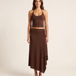 Lace Up Halter Crop Top and Ruched Maxi Skirt Set – primary product view