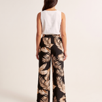 Leaf Print Wide Leg Trousers with Elastic Waist – alternate product view