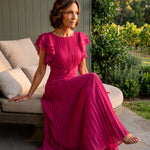 Lara | Pleated Flutter-Sleeve Maxi Wedding Guest Gowns — Australian lifestyle 2