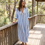 Casual Maxi Shirt Dress with Stripe Pattern and Pockets — Australian lifestyle 2