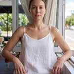 Women's Casual Linen-Blend Cami Top with V Neck and Spaghetti Straps — Australian lifestyle 2