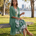 Women's Woven Midi Dress Set with Open-Front Overlay and Floral Print — Australian lifestyle 2