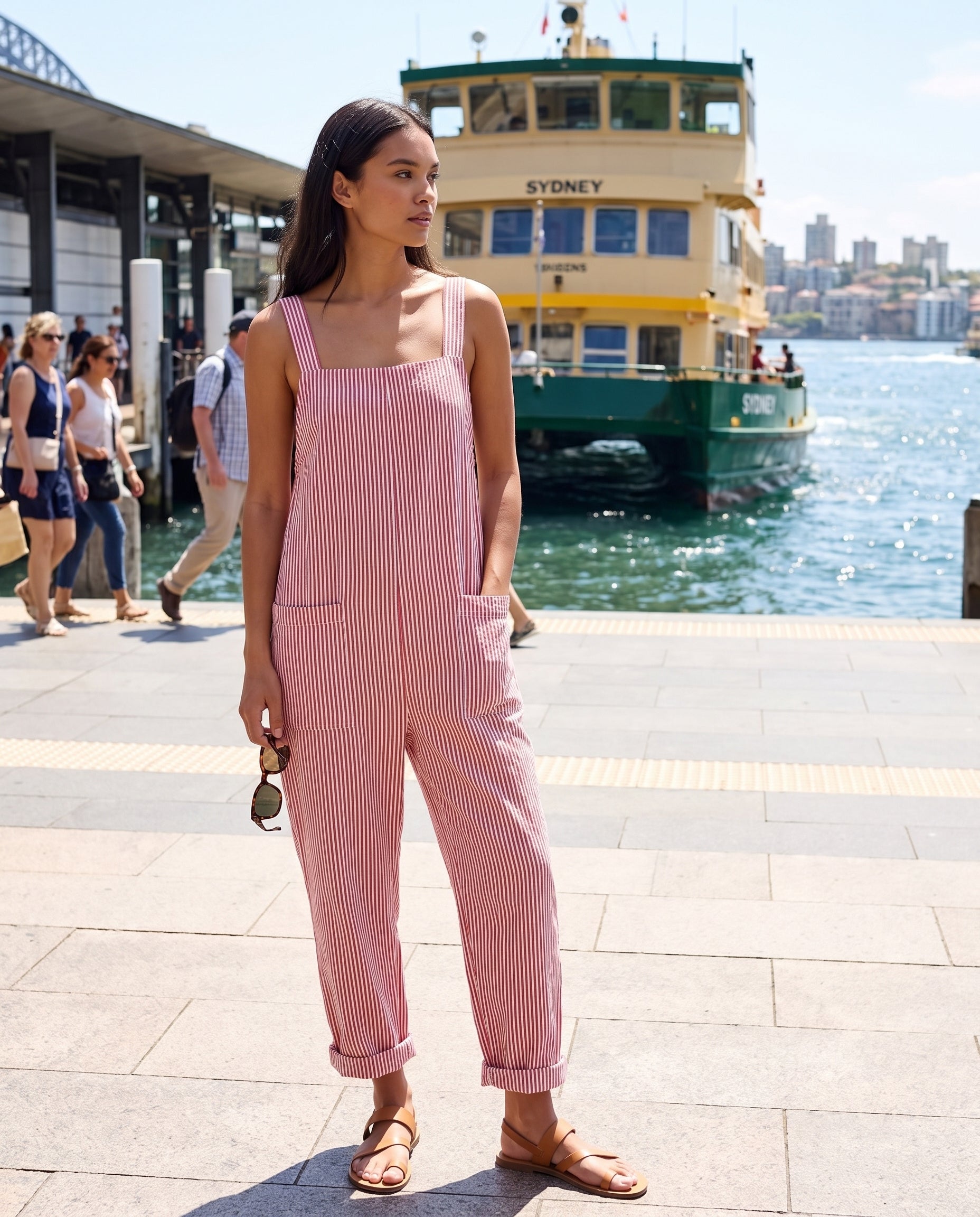 Zaida | Striped Square-Neck Sleeveless Jumpsuit — Australian lifestyle 1
