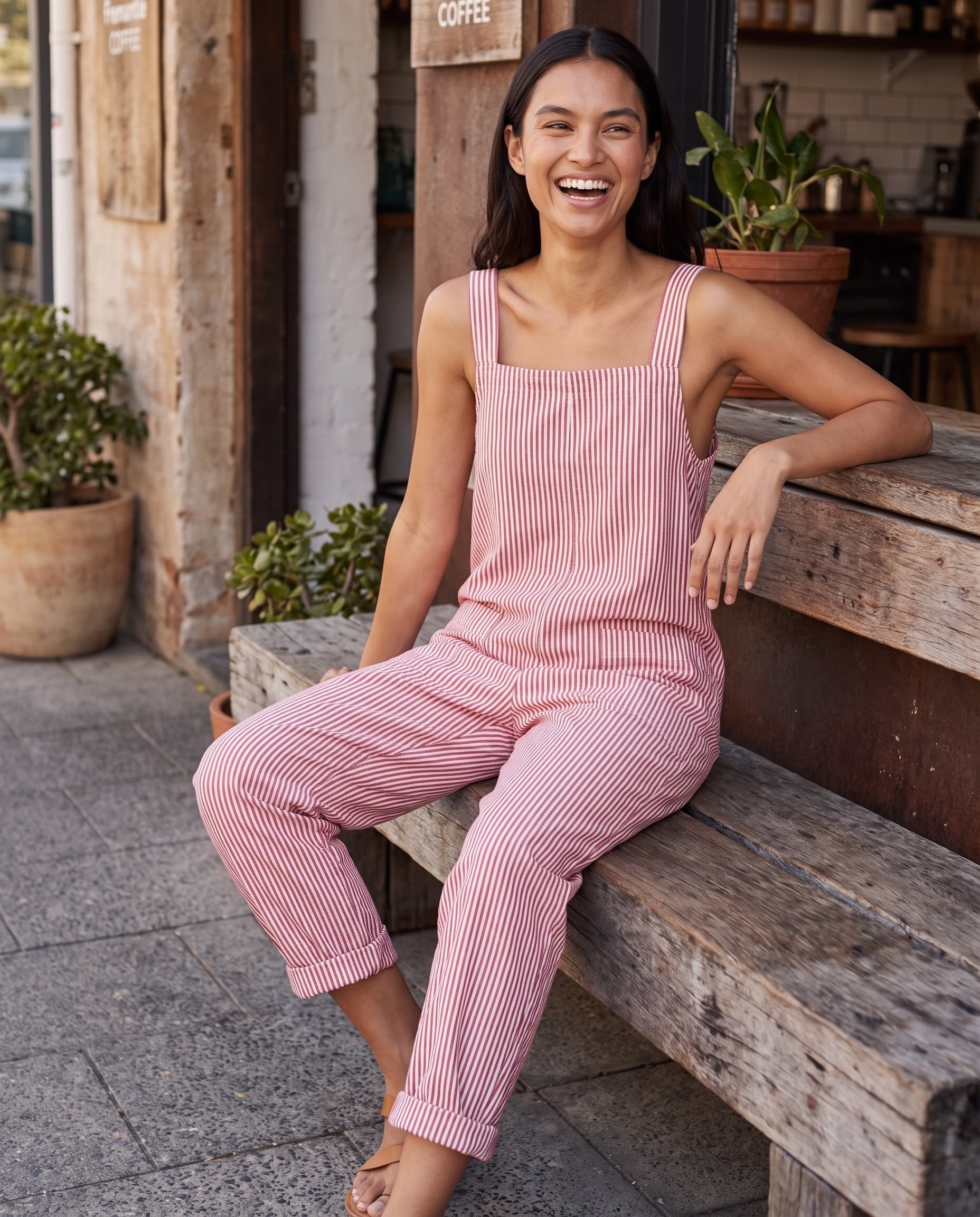 Zaida | Striped Square-Neck Sleeveless Jumpsuit — Australian lifestyle 2