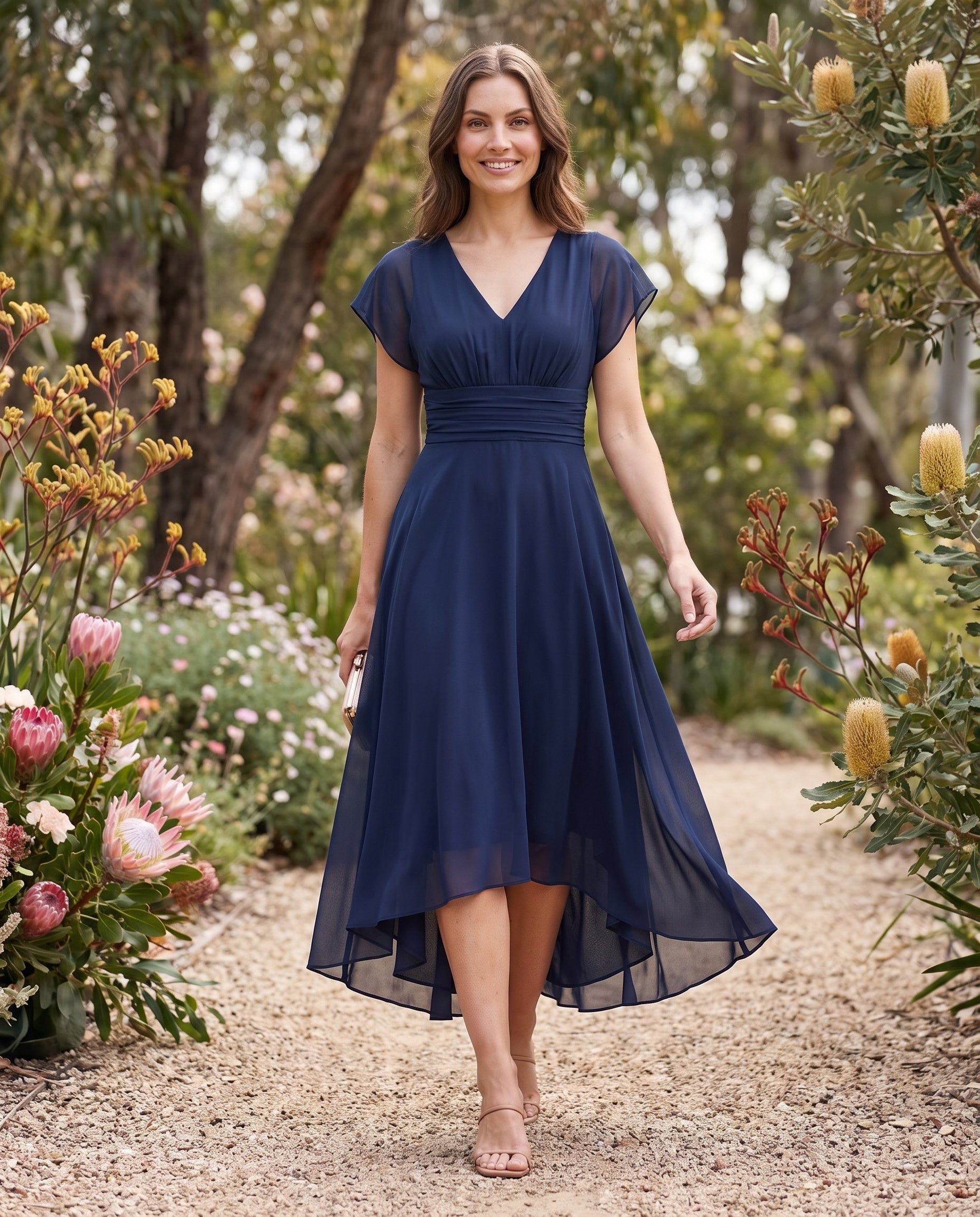 Clarissa | Flowing V-Neck Maxi Cocktail Dresses — Australian lifestyle 1