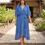 Monica | Wrap V-Neck Midi Wedding Guest Gowns — Australian lifestyle 1
