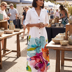 Leaf Print Maxi Shirt Dress — pottery market lifestyle
